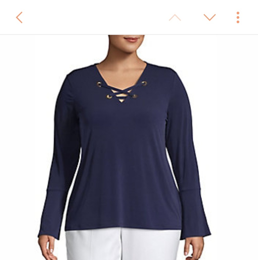Michael Kors plus long sleeve Navy top 1x  NWT